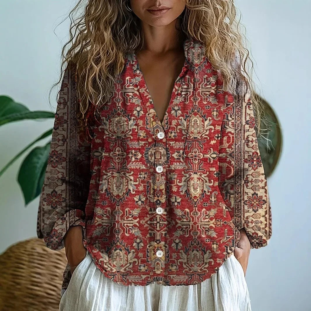 Women’s Boho Vintage Floral Printed Blouse - photo 7