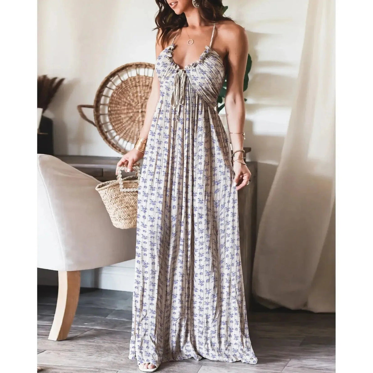 Women's Elara Lightweight Flowy Pleated Summer Maxi Dress - photo 7