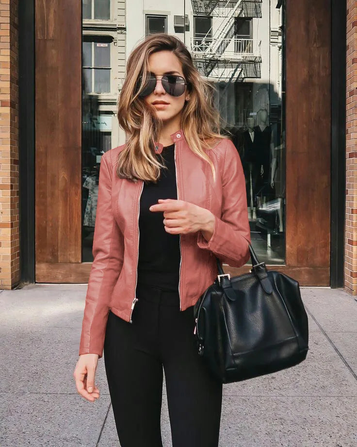 Selma - Women's Leather Biker Jacket with Fitted Cut