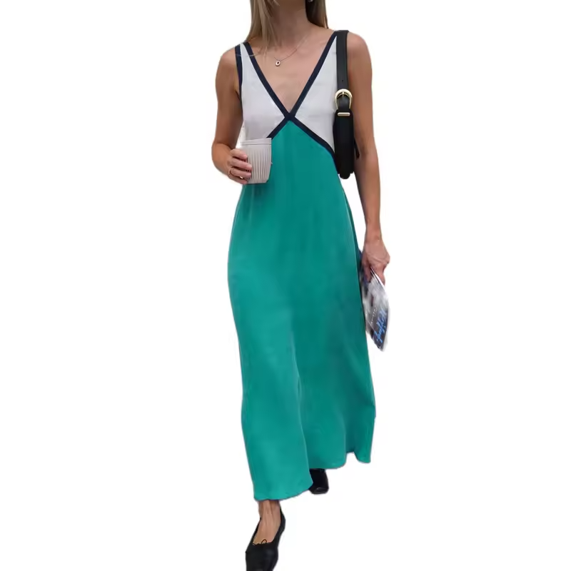 Lara - Chic V-neck contrasting color dress - photo 7