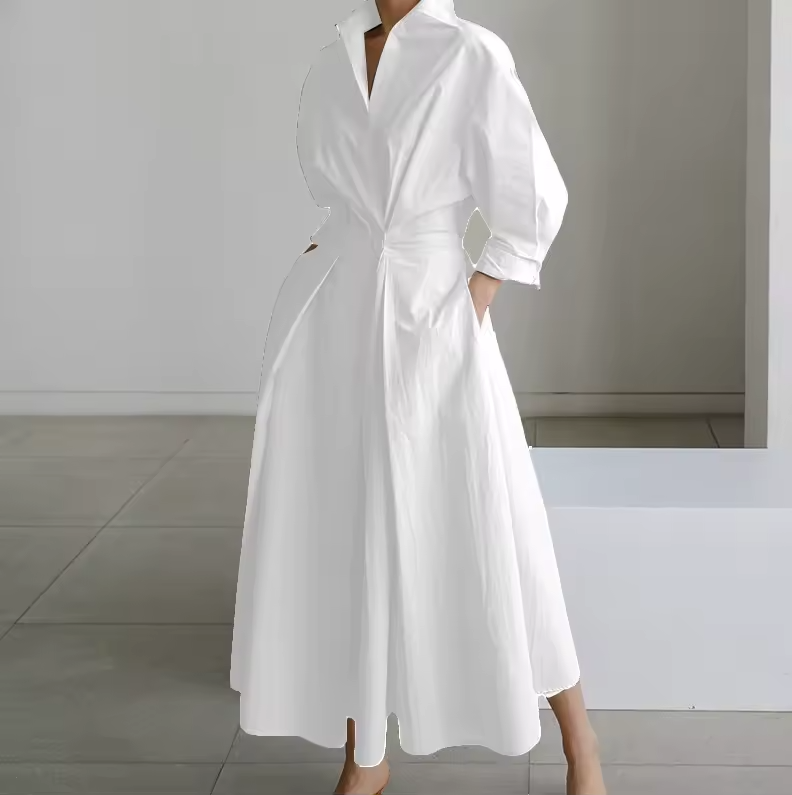 Women's Button-Down Shirt Dress with Cinched Waist - photo 4