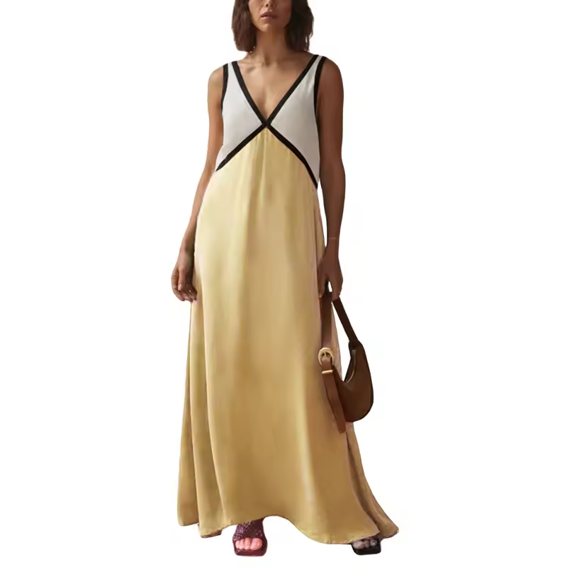 Lara - Chic V-neck contrasting color dress - photo 6