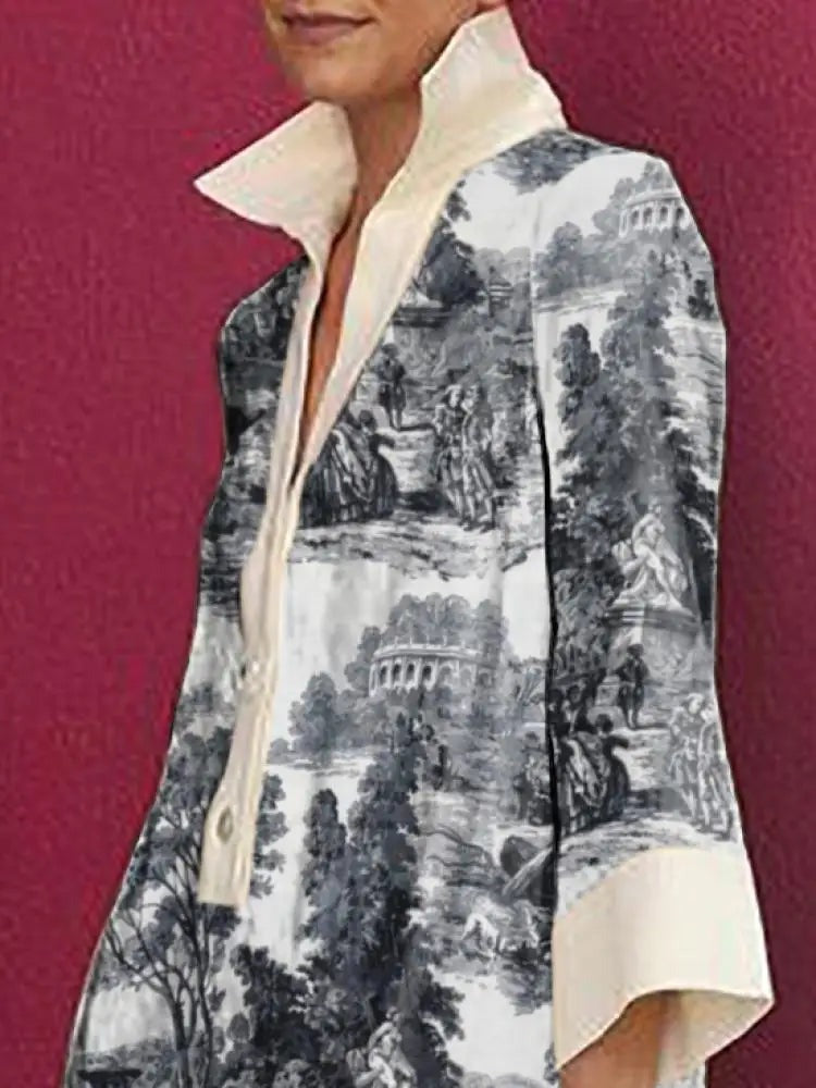 Stylish Vintage Toile Prints Mini Tunic Dress for Women - photo 5