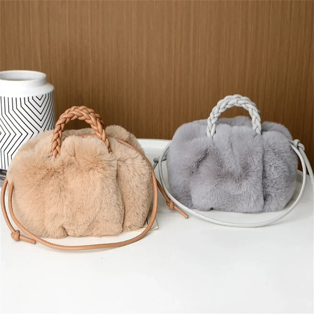 Rosamel - Women's Faux Fur Shoulder Bag with Round Handle