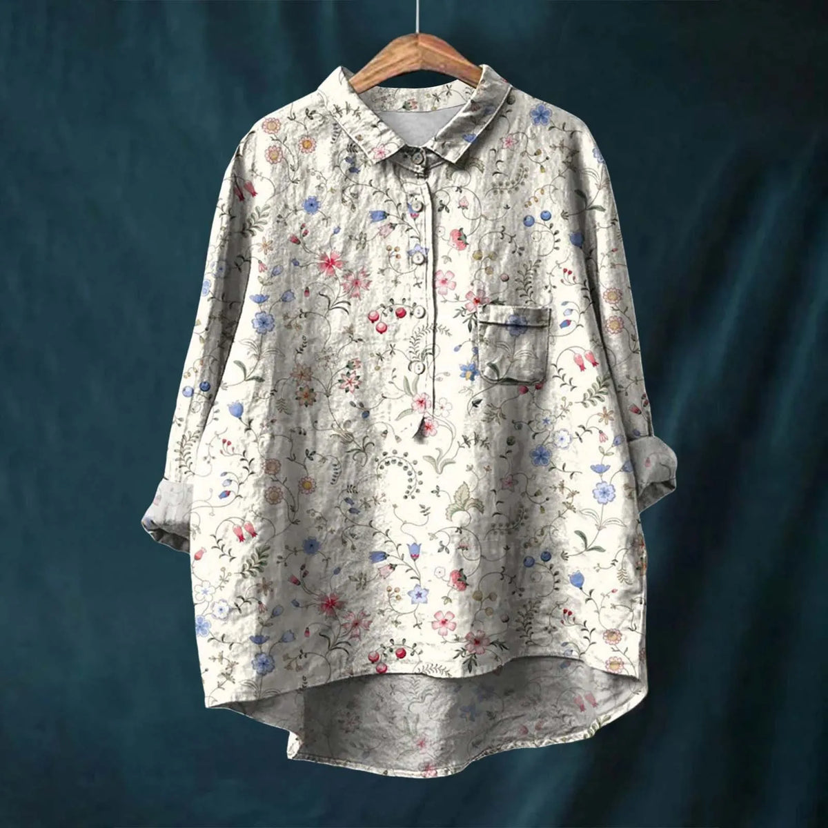Roxana - Women's Floral Shirt with Button Front