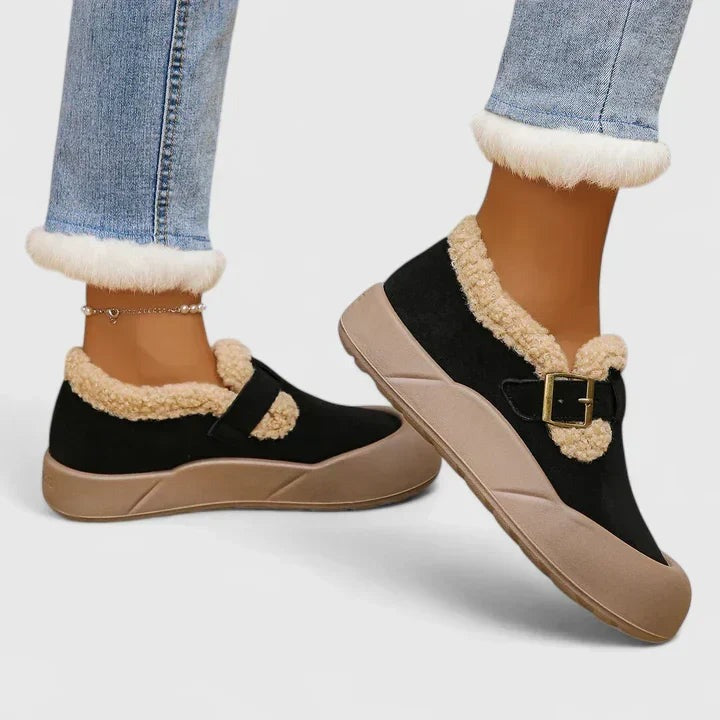 Merewyn - Women's Shearling Lined Clogs with Buckle Strap
