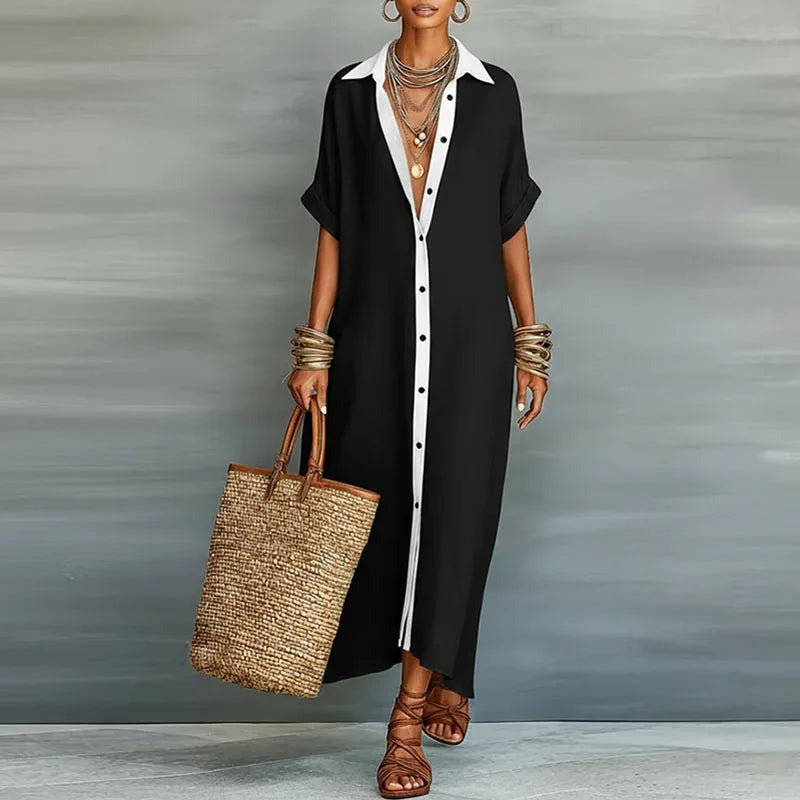 Larienne - Women's Linen Shirt Maxi Sundress - photo 5