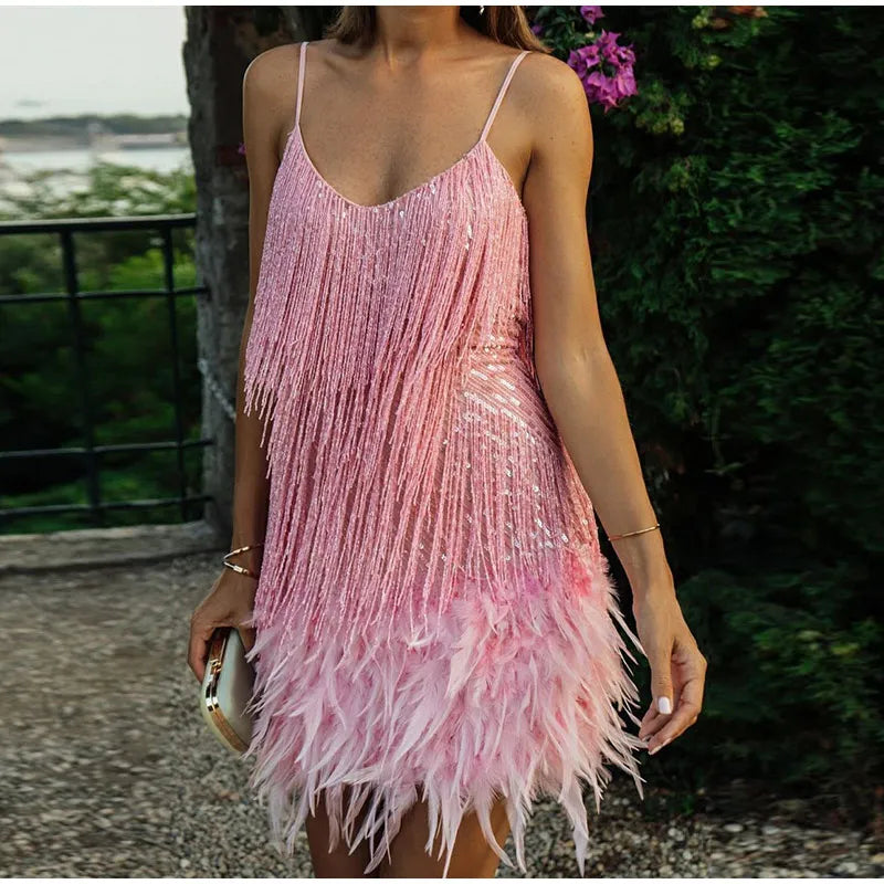 Aria - Sequin Feather Mini Dress - photo 2