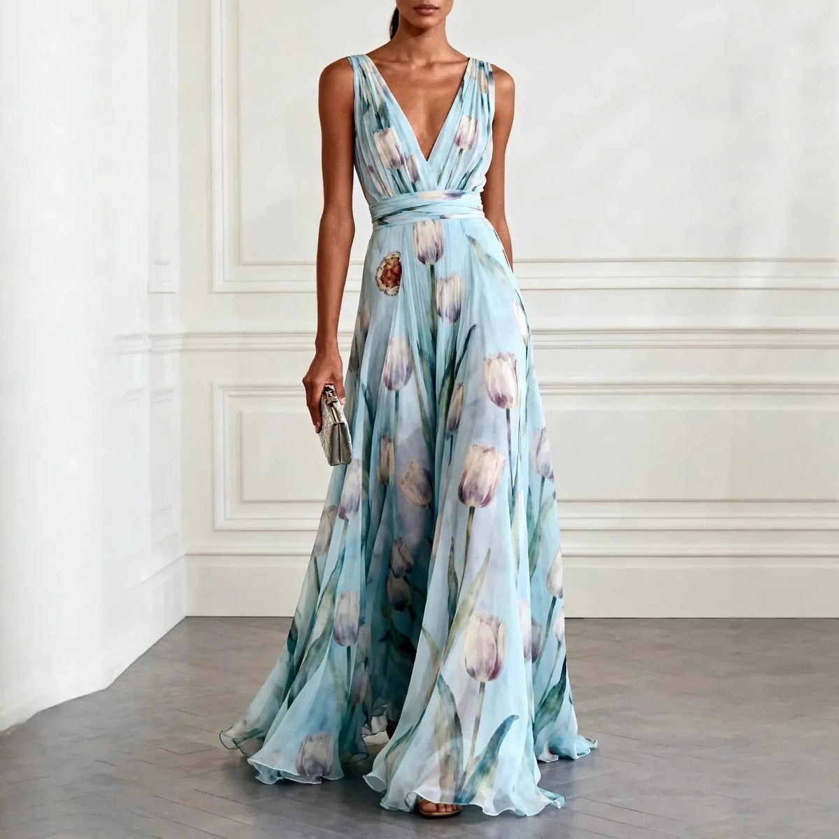 Quinn - Women's Floral V-Neck Wedding Guest Maxi Dress - photo 1