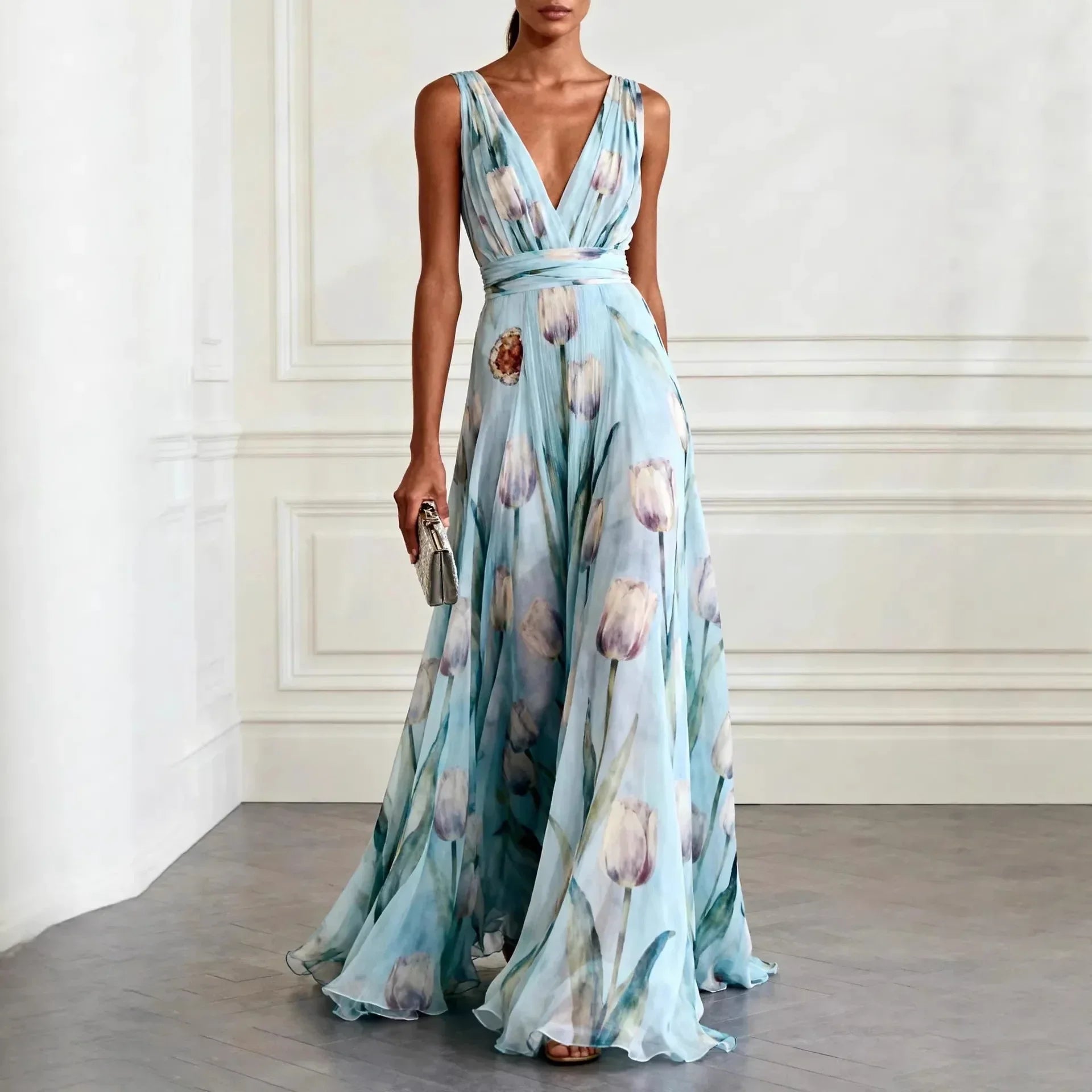 Quinn - Women's Floral V-Neck Wedding Guest Maxi Dress - photo 1