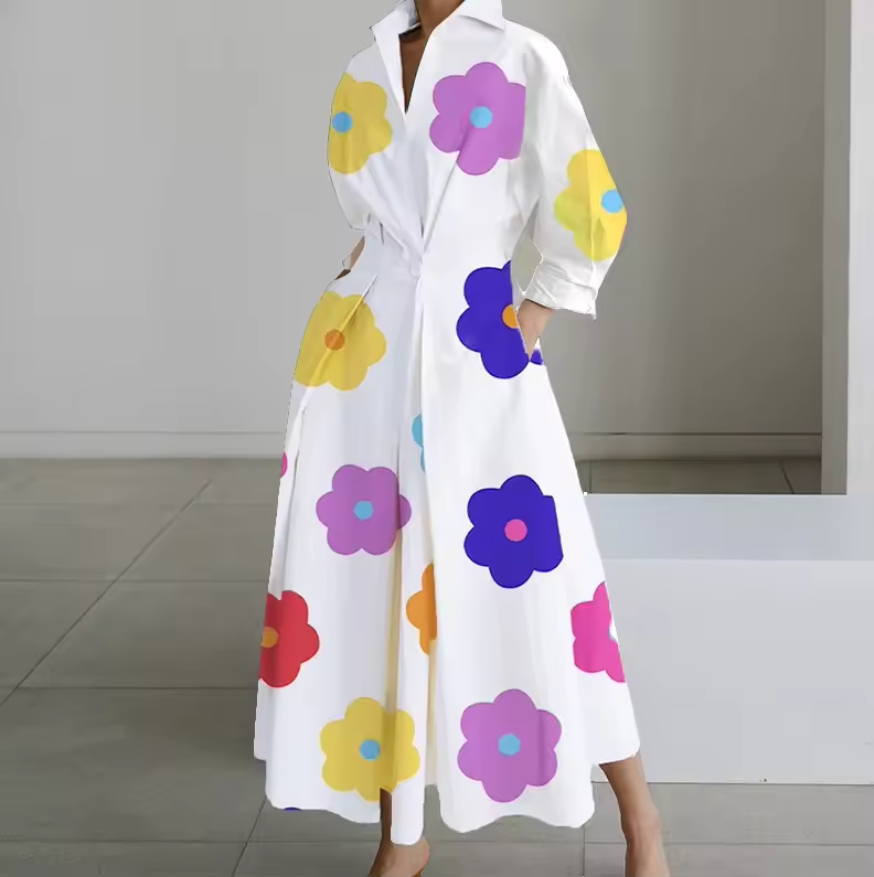 Women's Button-Down Shirt Dress with Cinched Waist - photo 7