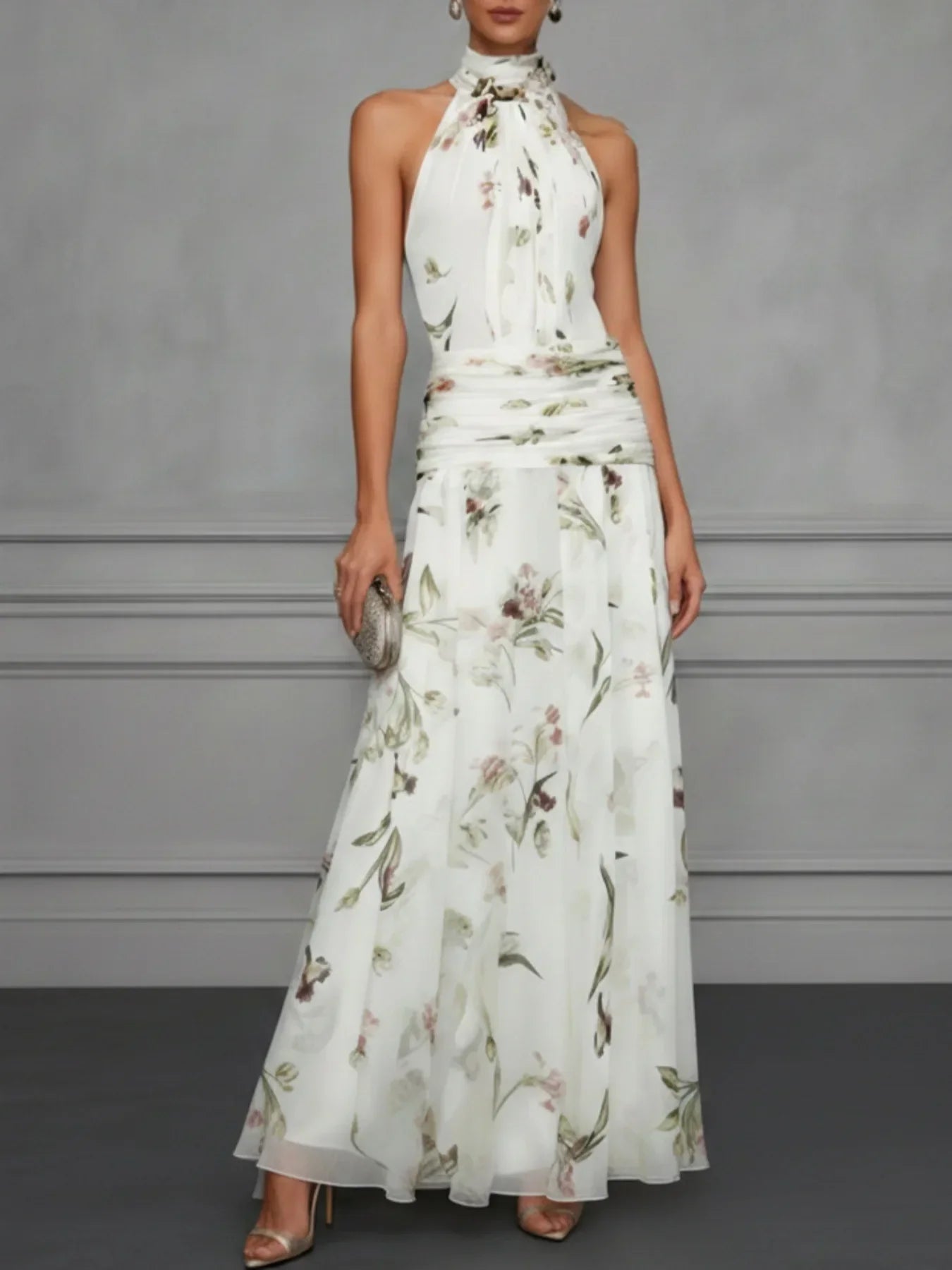Robe Maxi Mousseline Fleurie pour femme