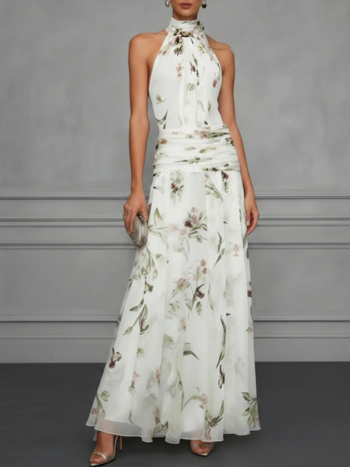 Janine - Women's Floral Chiffon Maxi Dress - photo 5