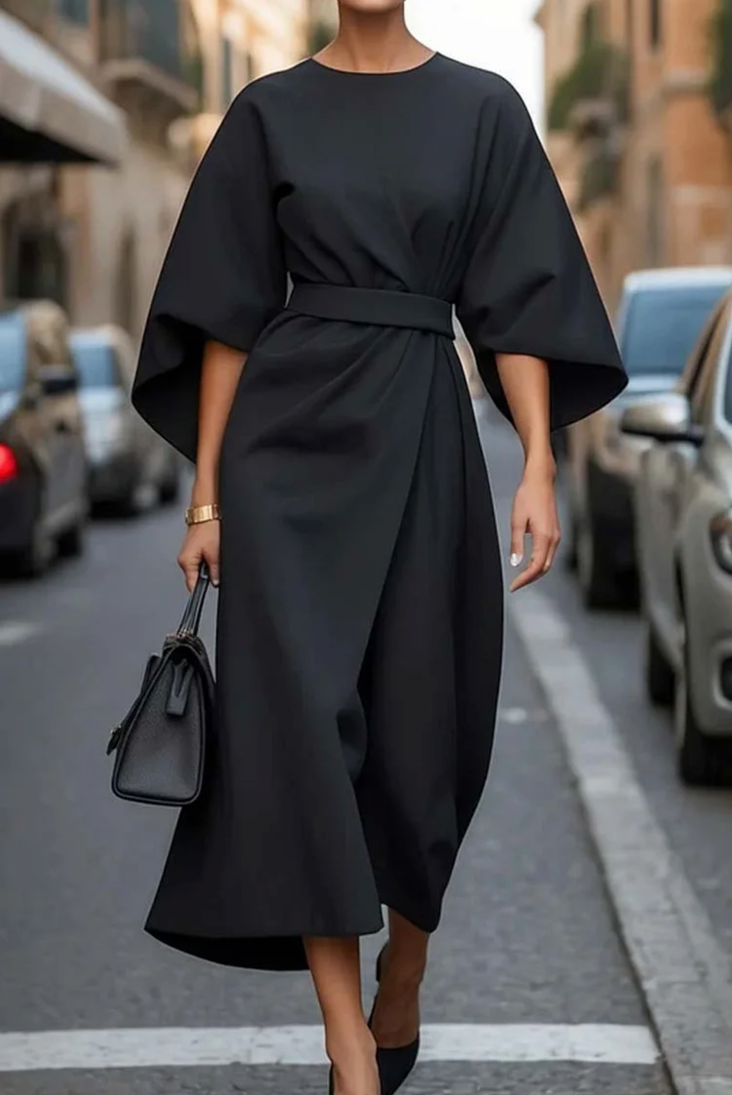 Grace | Abito elegante con maniche a lanterna e cintura