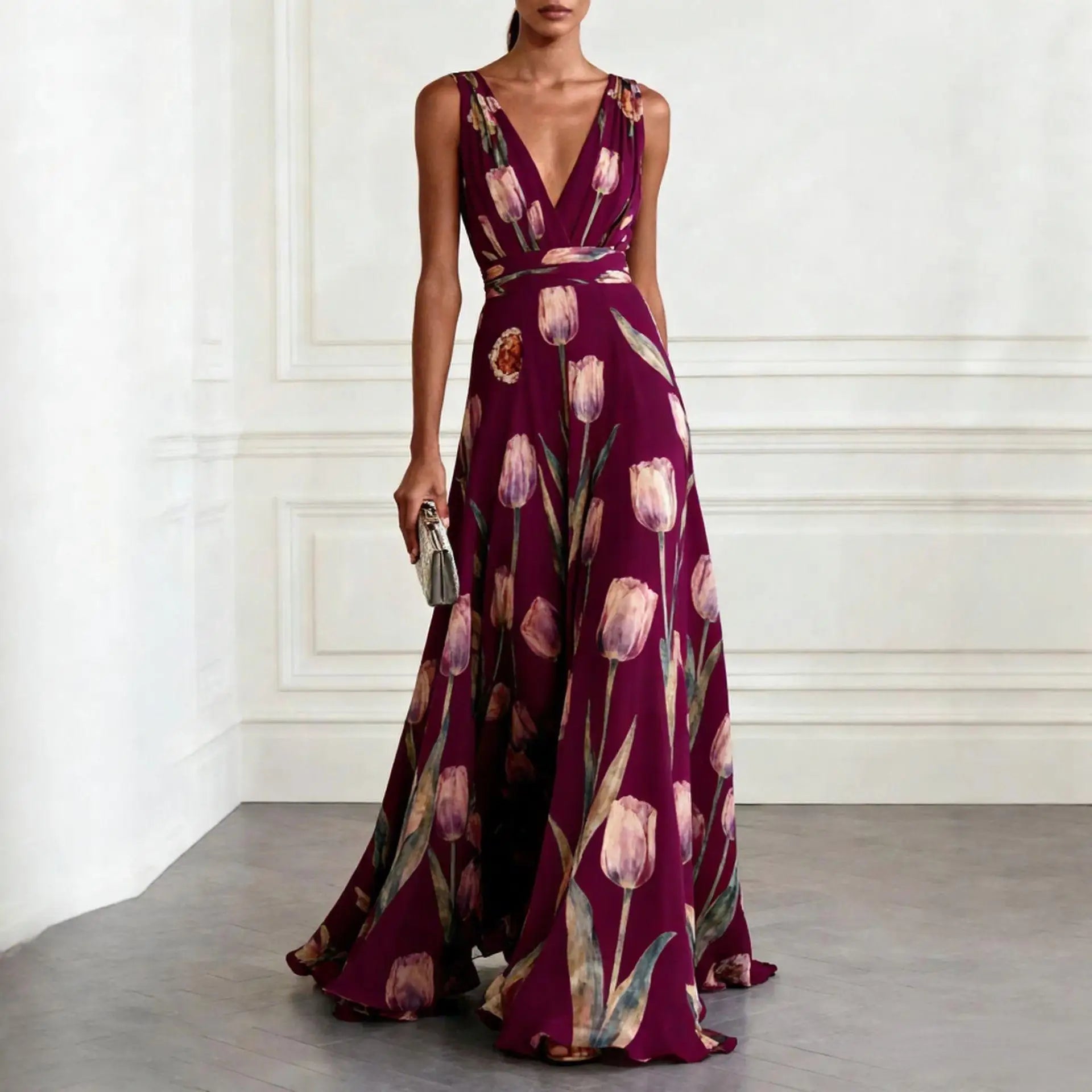Quinn - Women's Floral V-Neck Wedding Guest Maxi Dress - photo 2