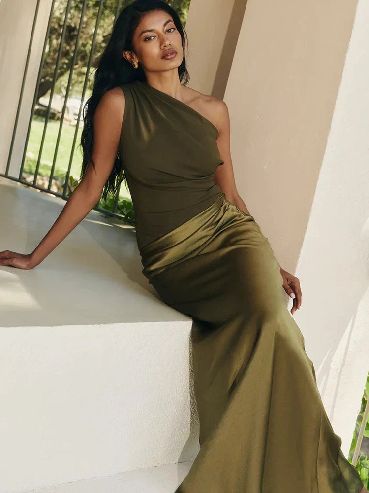 Eliza - Women's One-Shoulder Patchwork Maxi Dress - photo 11