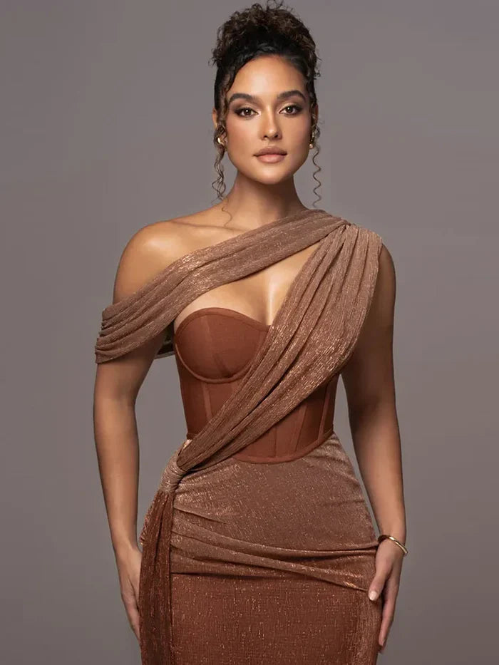Agatha - Women's Corset Glitter Party Maxi Dress - photo 4