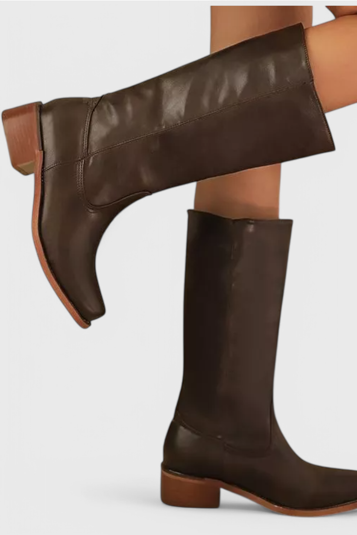 Ella - Women's Leather Knee-High Boots with Heels - photo 7