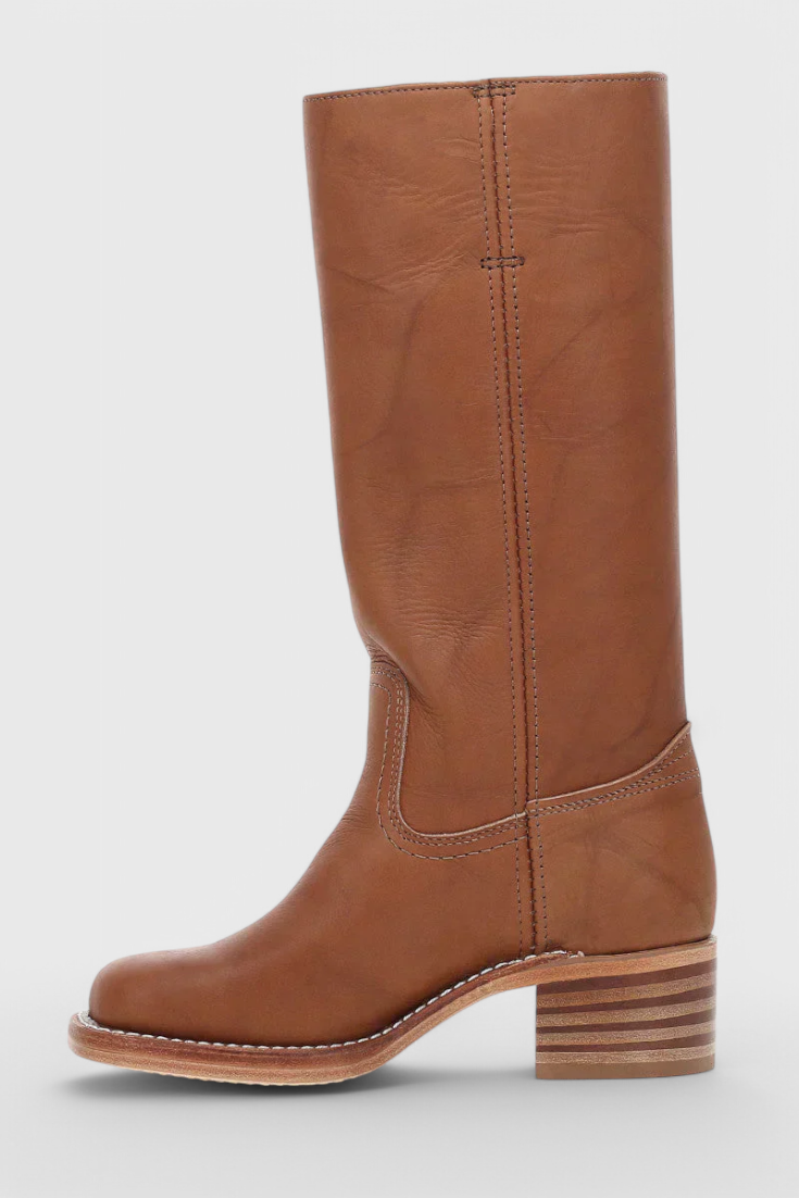Ella - Stivali al ginocchio in pelle da donna con tacco