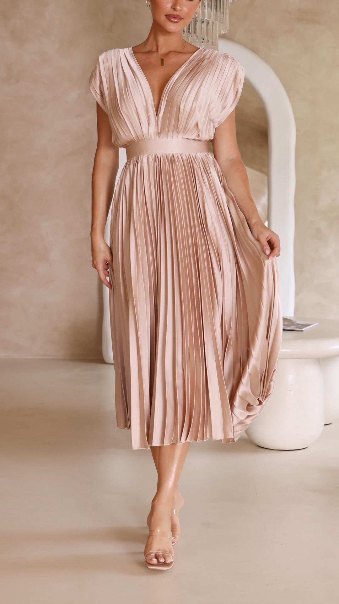 Rochie Maxi plisată pentru femei - Elegantă și confortabilă