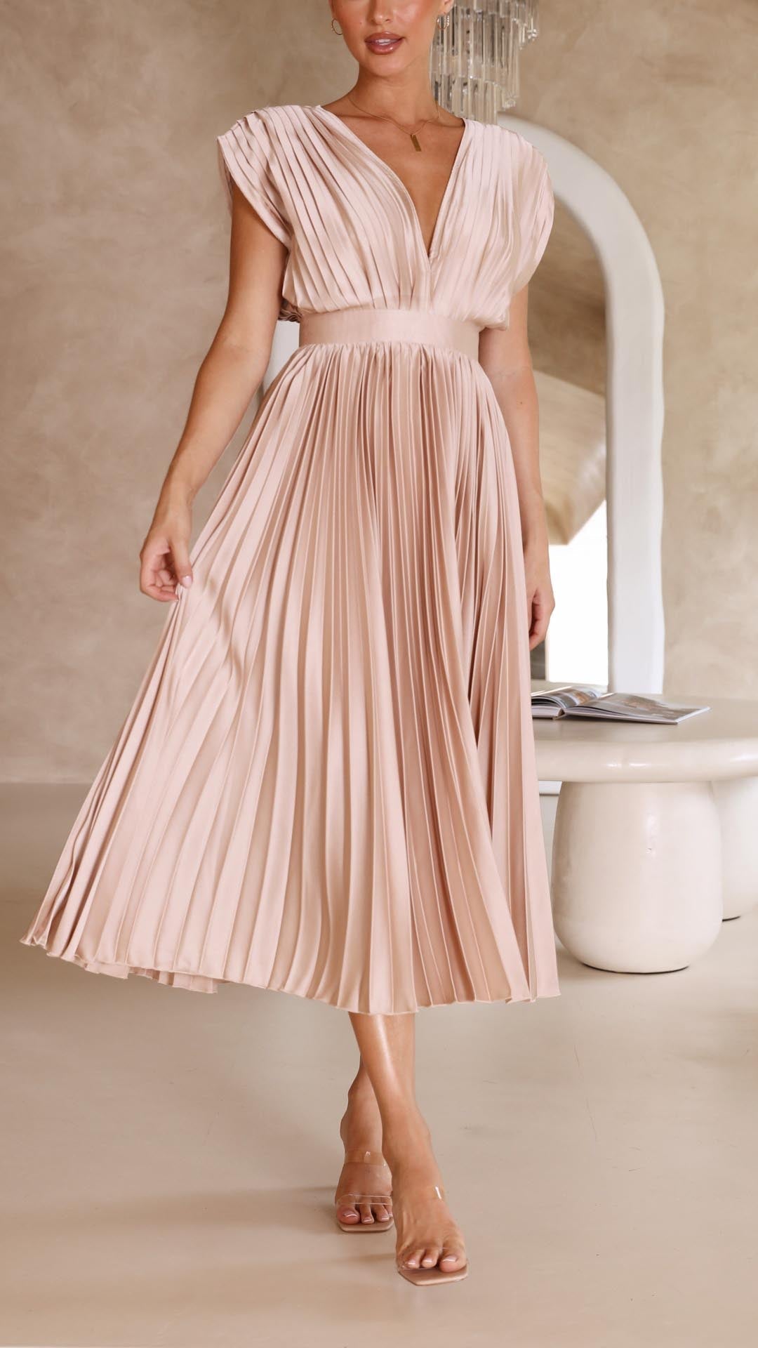 Rochie Maxi plisată pentru femei - Elegantă și confortabilă