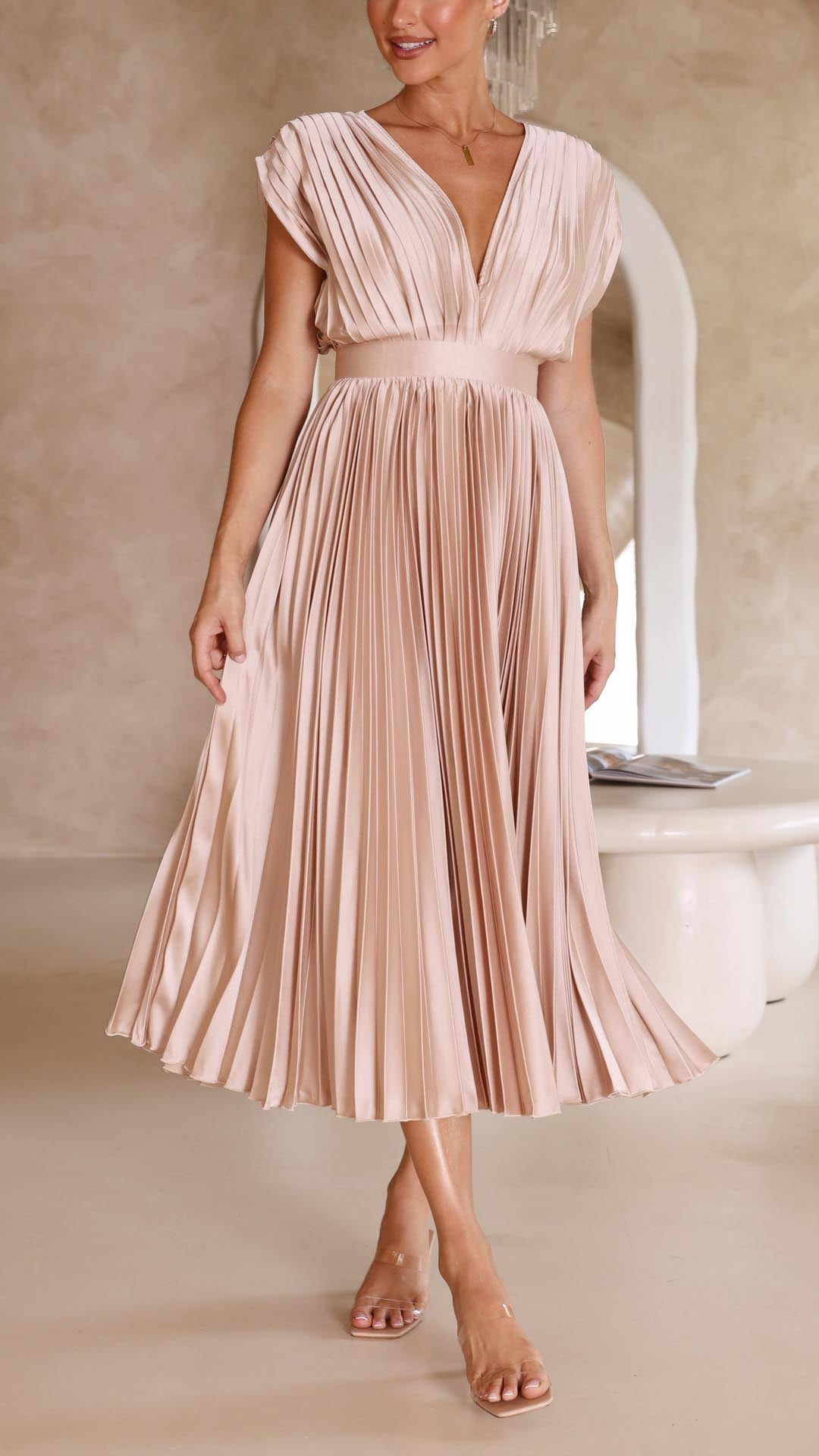 Rochie Maxi plisată pentru femei - Elegantă și confortabilă