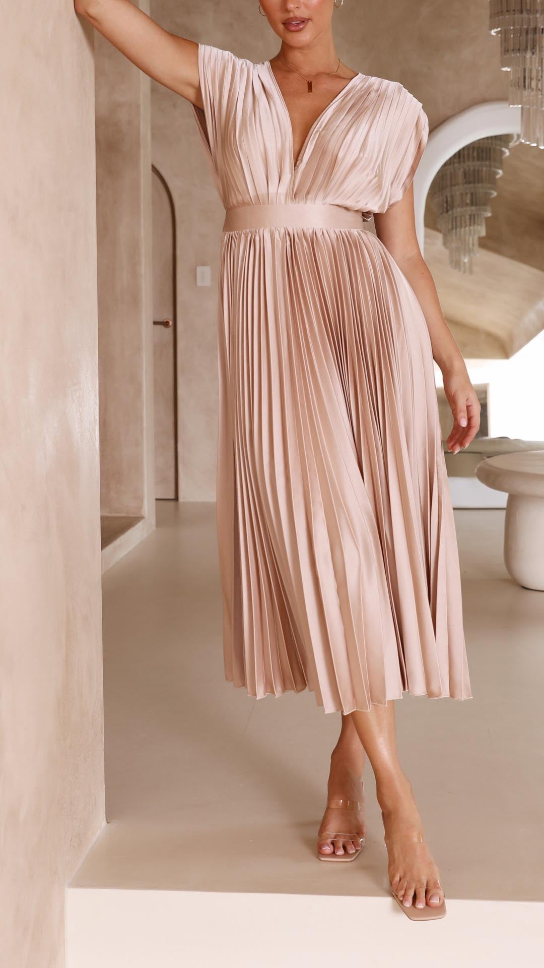 Rochie Maxi plisată pentru femei - Elegantă și confortabilă