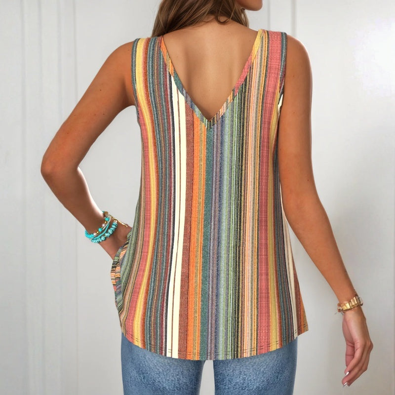 Women's Multicolour Striped Cami with Tie Straps - photo 2