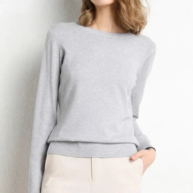 Women's Crew Neck Classic Jumper - Grey