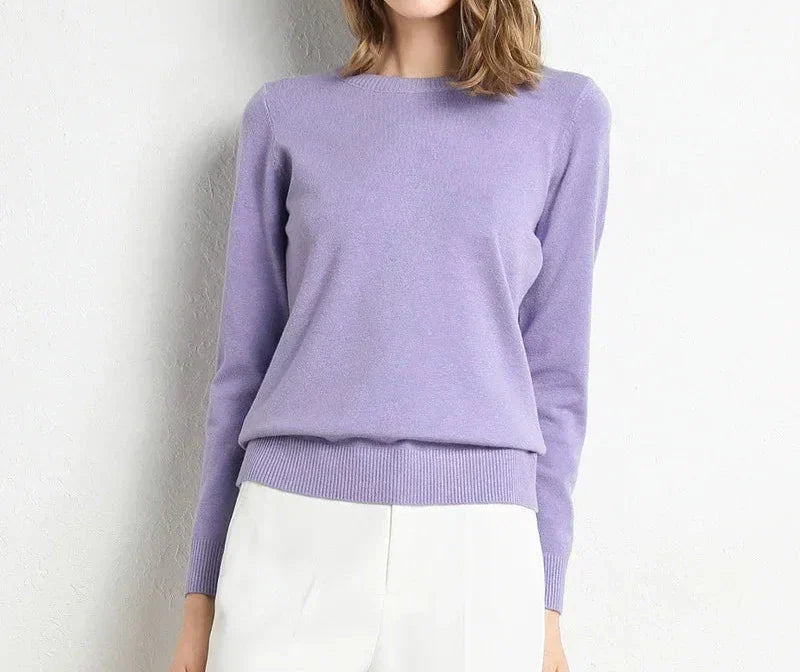 Women's Crew Neck Classic Jumper - Purple
