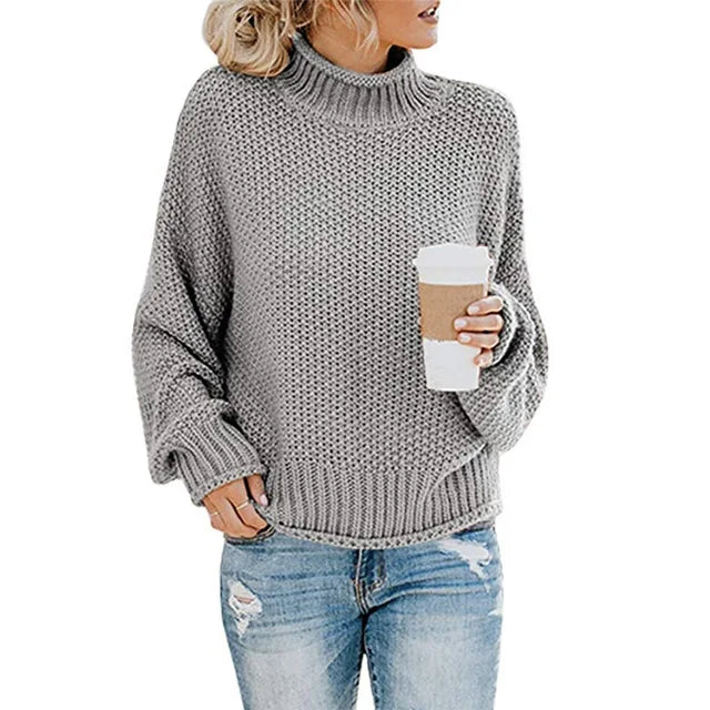Women's Eleanor - Elegant Turtleneck Sweater - Grey