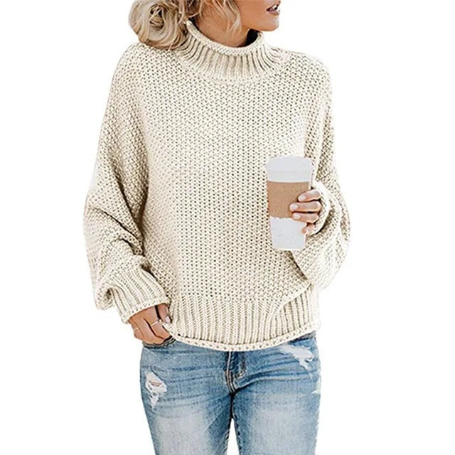 Women's Eleanor - Elegant Turtleneck Sweater - Cream