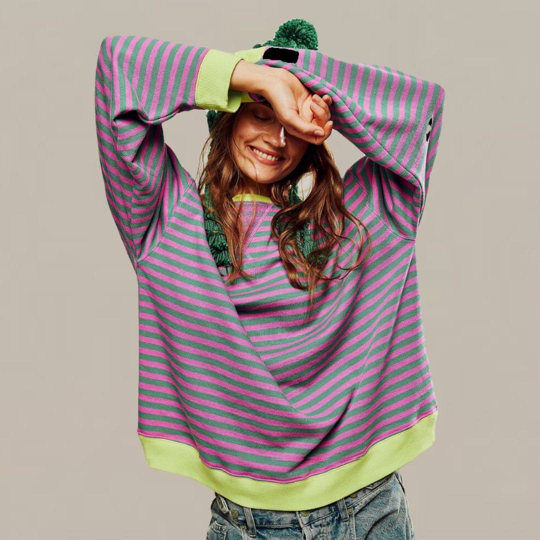 Zoe - Women's Oversized Striped Sweater - photo 2