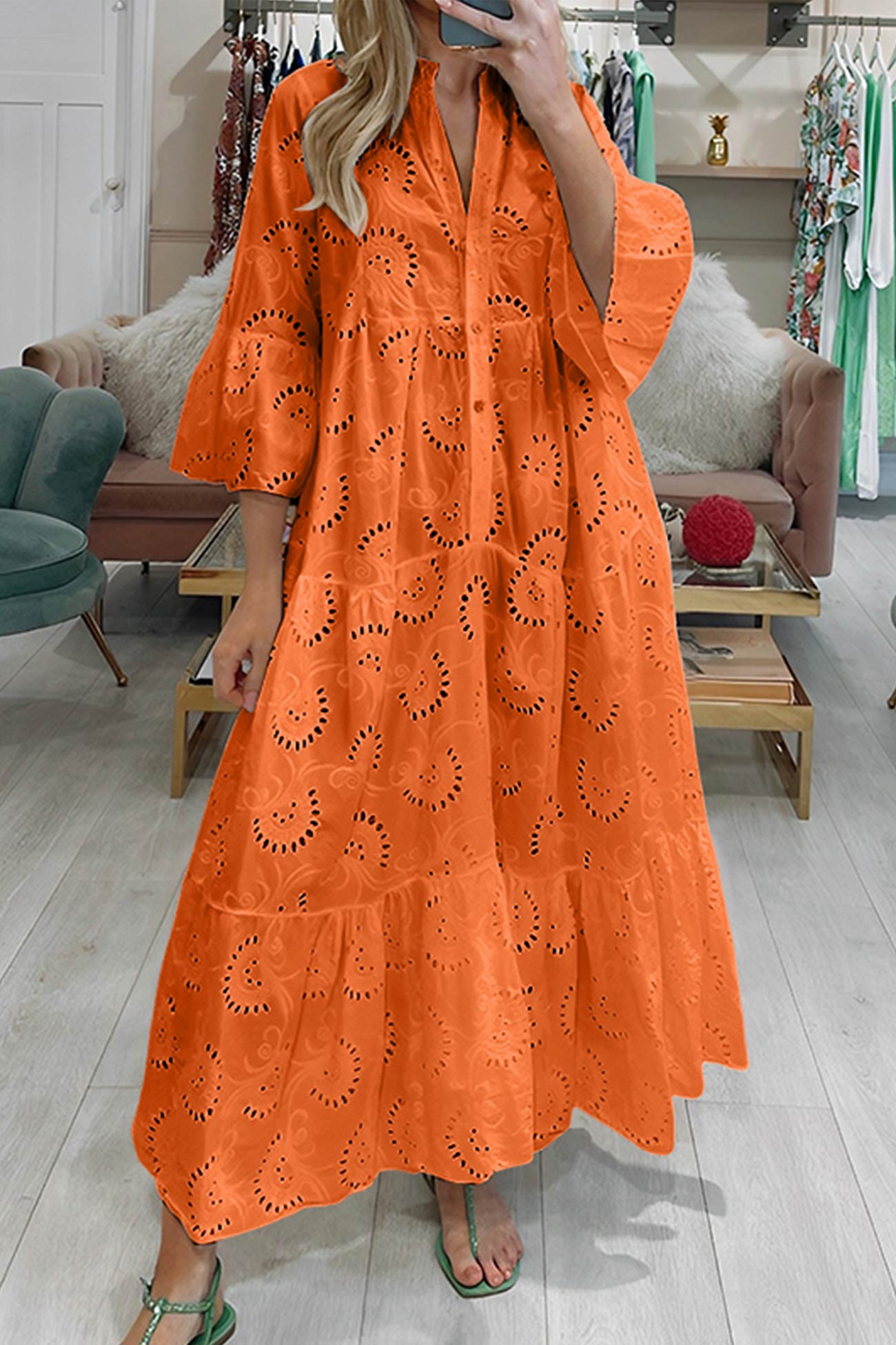 Florence - Bohemian Embroidered Cotton Maxi Dress - photo 3