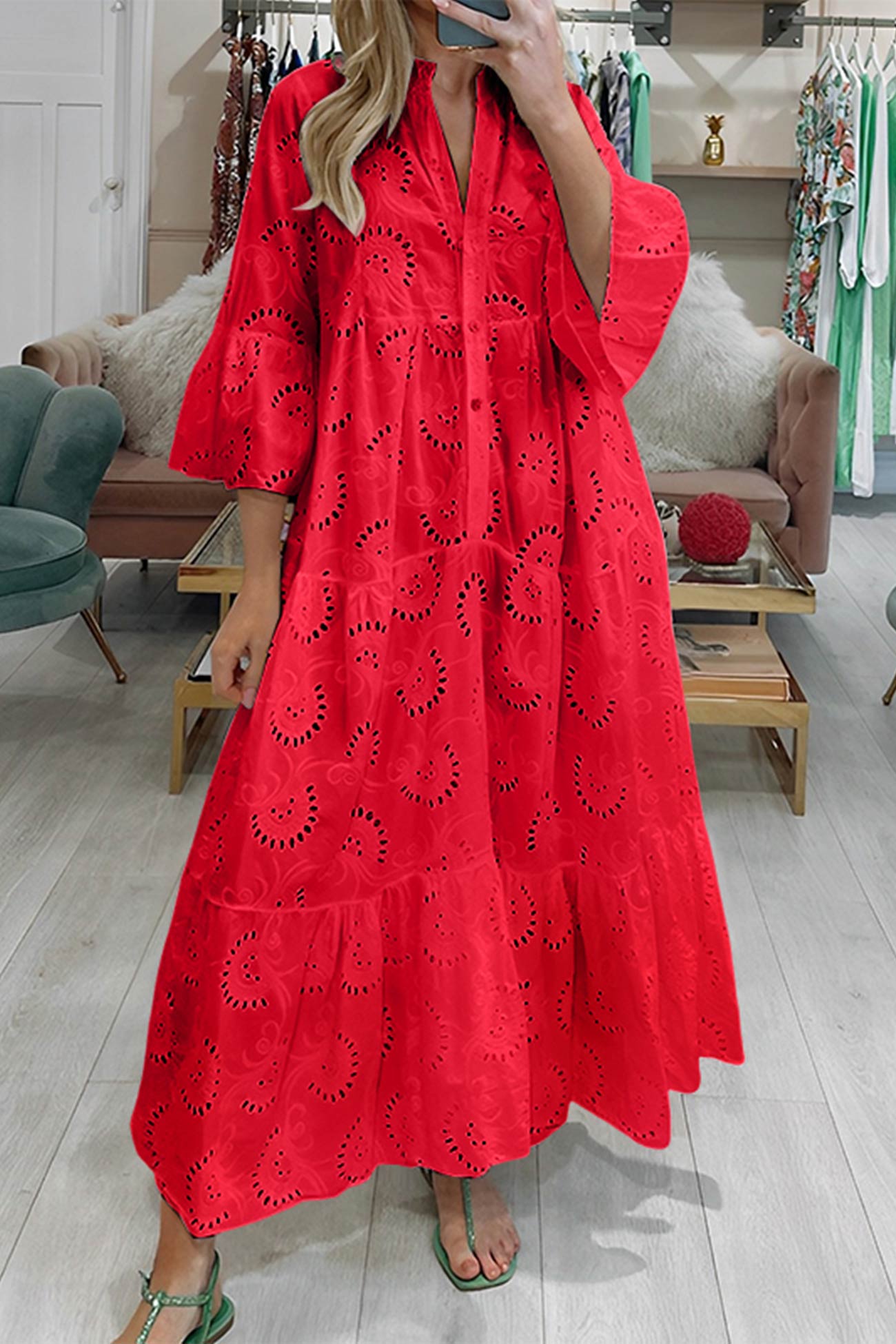 Florence - Bohemian Embroidered Cotton Maxi Dress - photo 2
