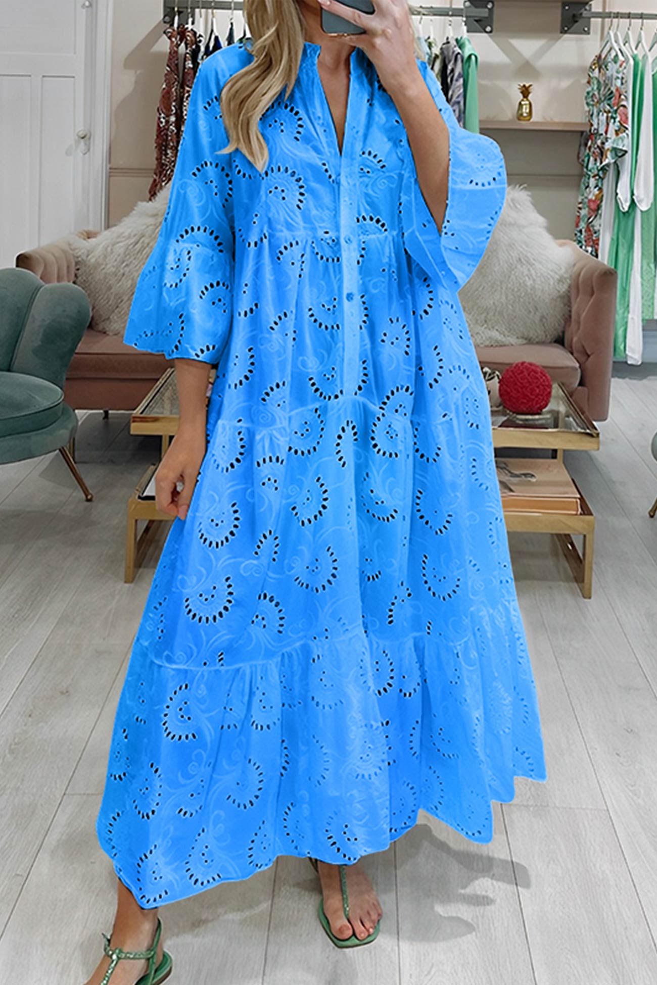 Florence - Bohemian Embroidered Cotton Maxi Dress - photo 6