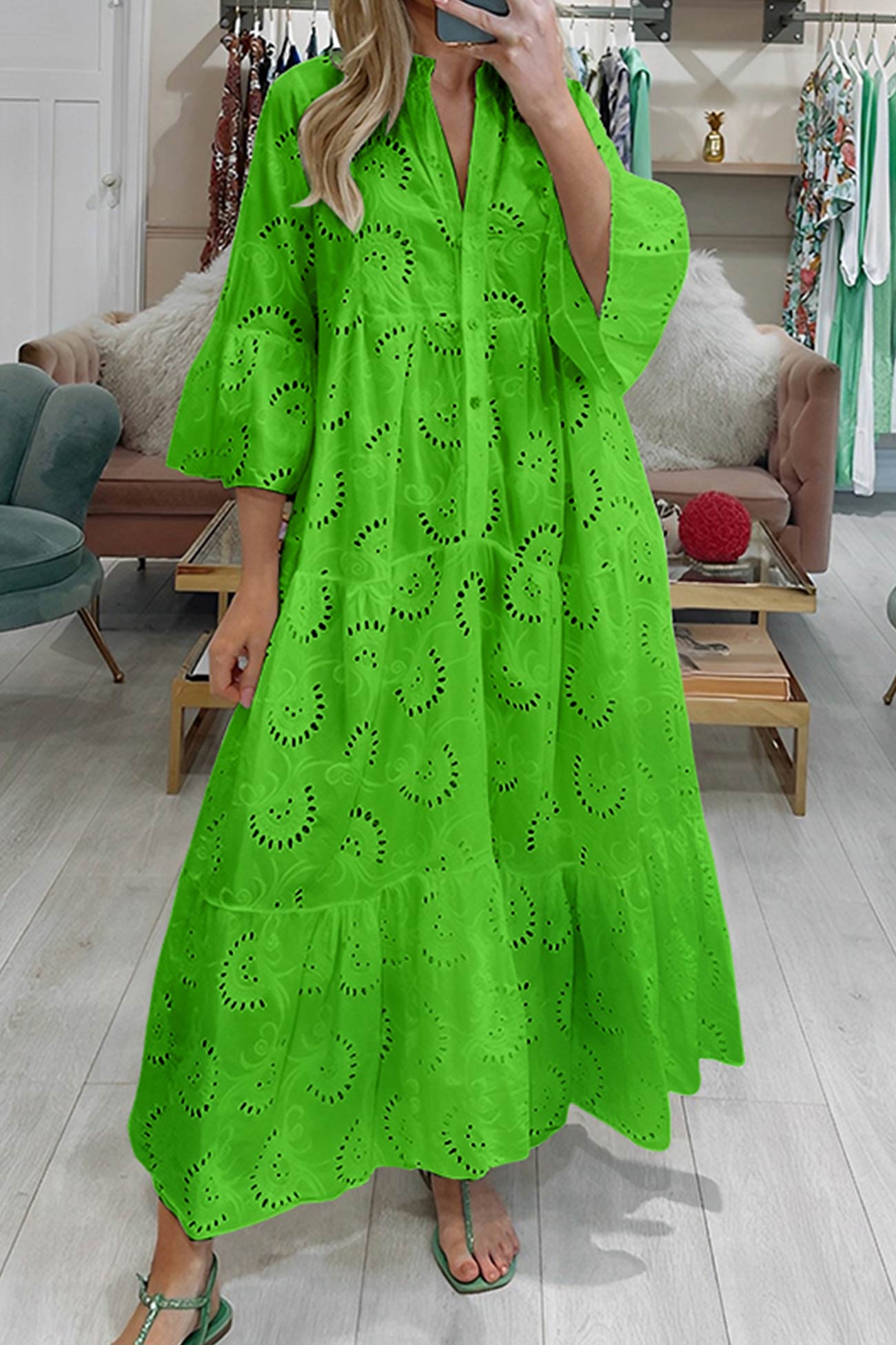 Florence - Bohemian Embroidered Cotton Maxi Dress - photo 7