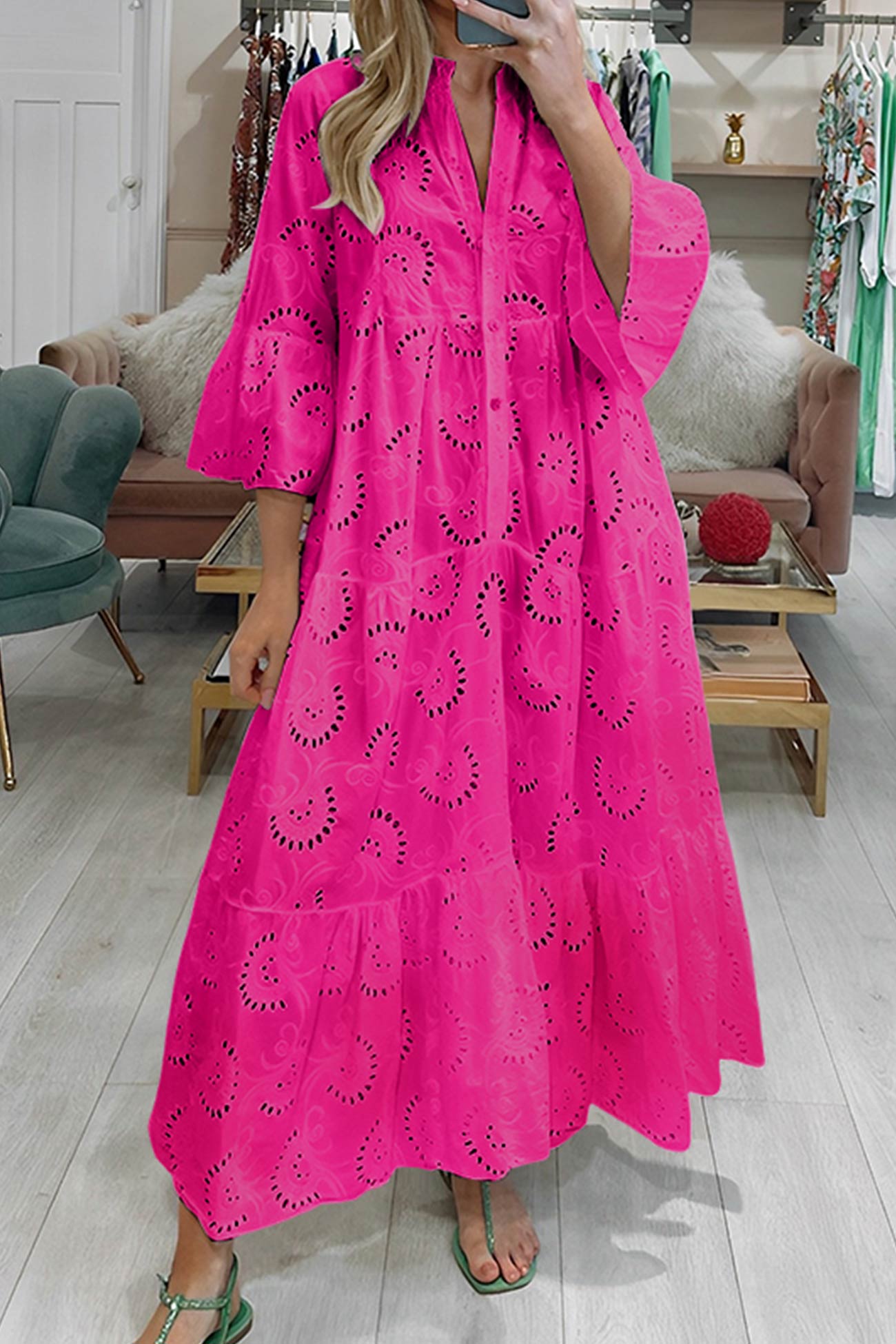 Florence - Bohemian Embroidered Cotton Maxi Dress - photo 4