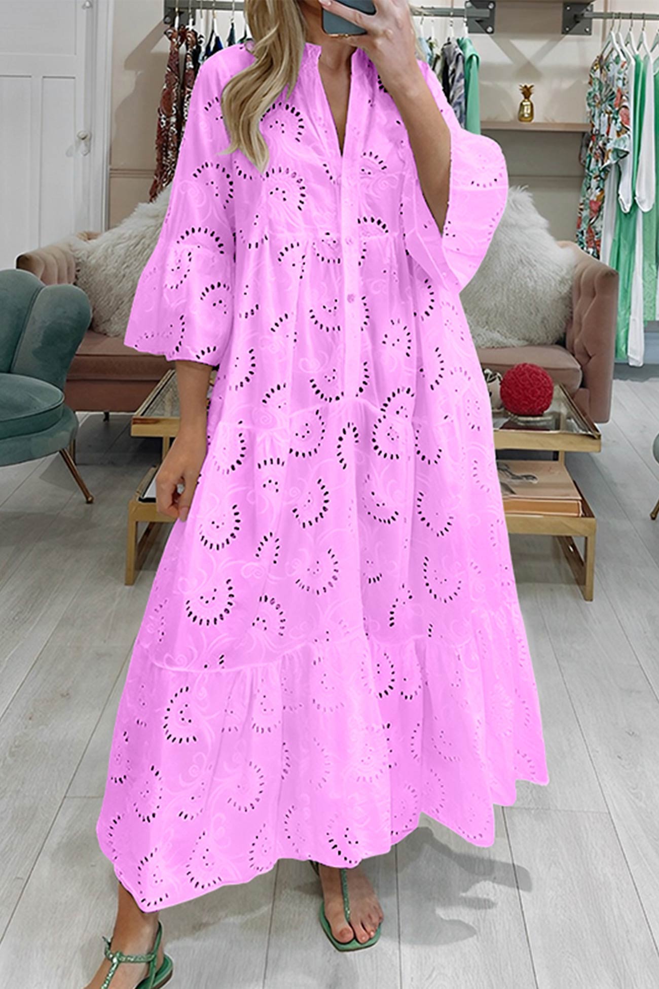 Florence - Bohemian Embroidered Cotton Maxi Dress - photo 8