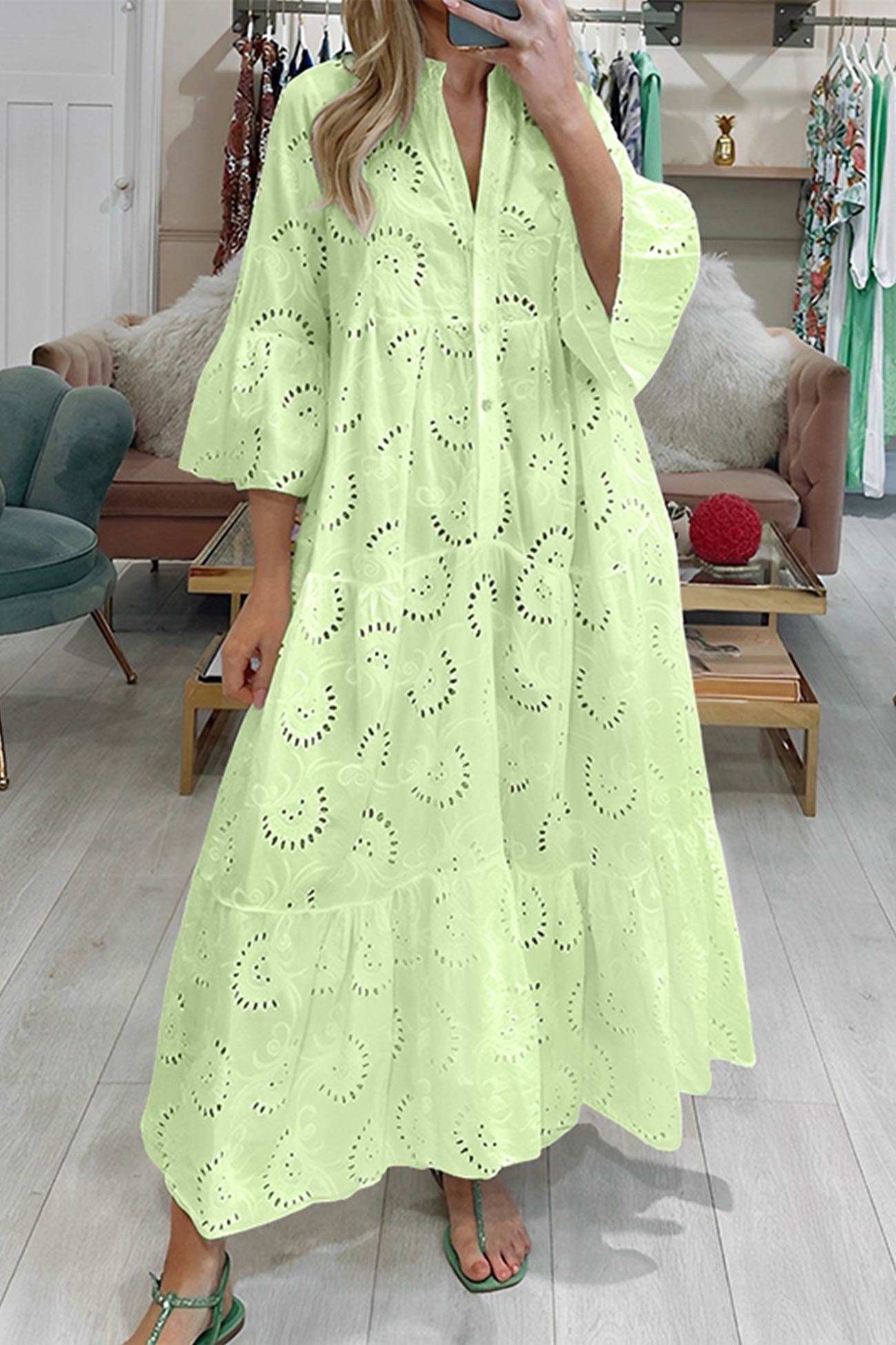 Florence - Bohemian Embroidered Cotton Maxi Dress - photo 5