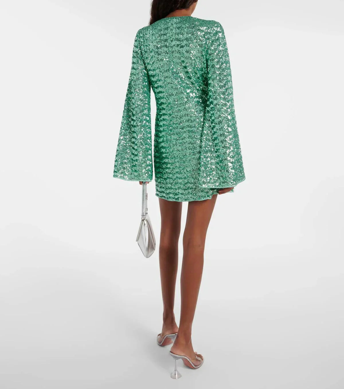 Mini abito da donna con scollo a V e paillettes