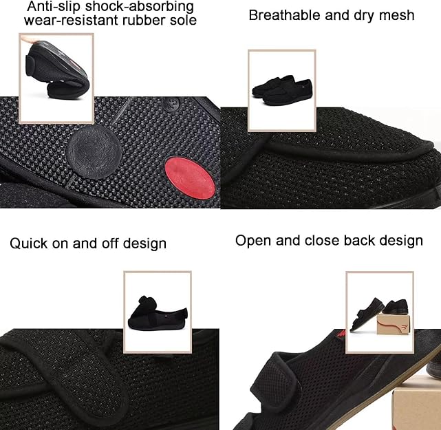 Pantofi confortabili pentru diabetici, cu lățime mare, pentru femei, pentru picioare umflate