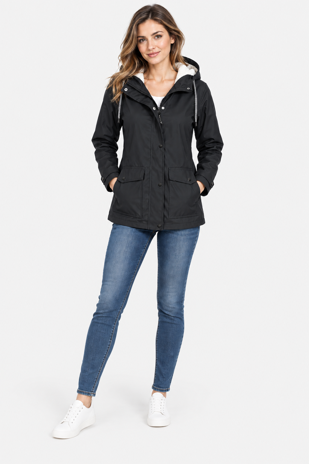 Women's Fleece Lined Hooded Raincoat