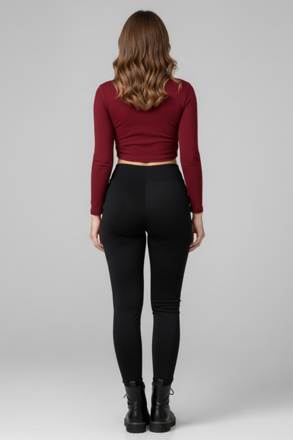 Leggings da donna a vita alta effetto pelle con inserti, pantaloni elasticizzati aderenti