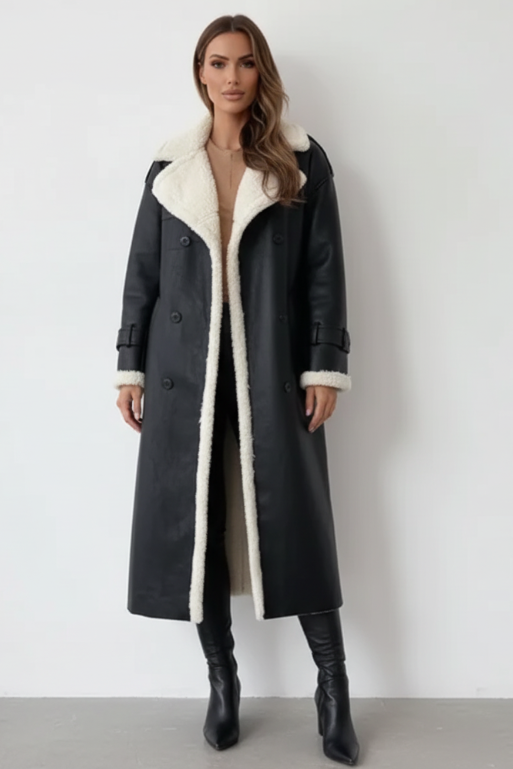 Women’s Long Shearling-Lined Trench Coat - photo 4