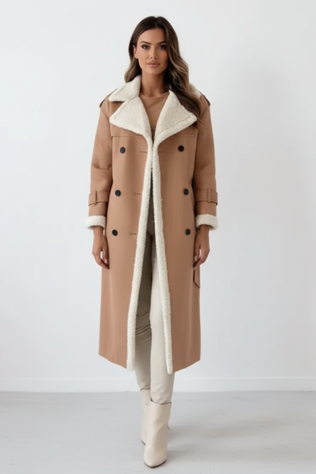 Women’s Long Shearling-Lined Trench Coat - photo 6