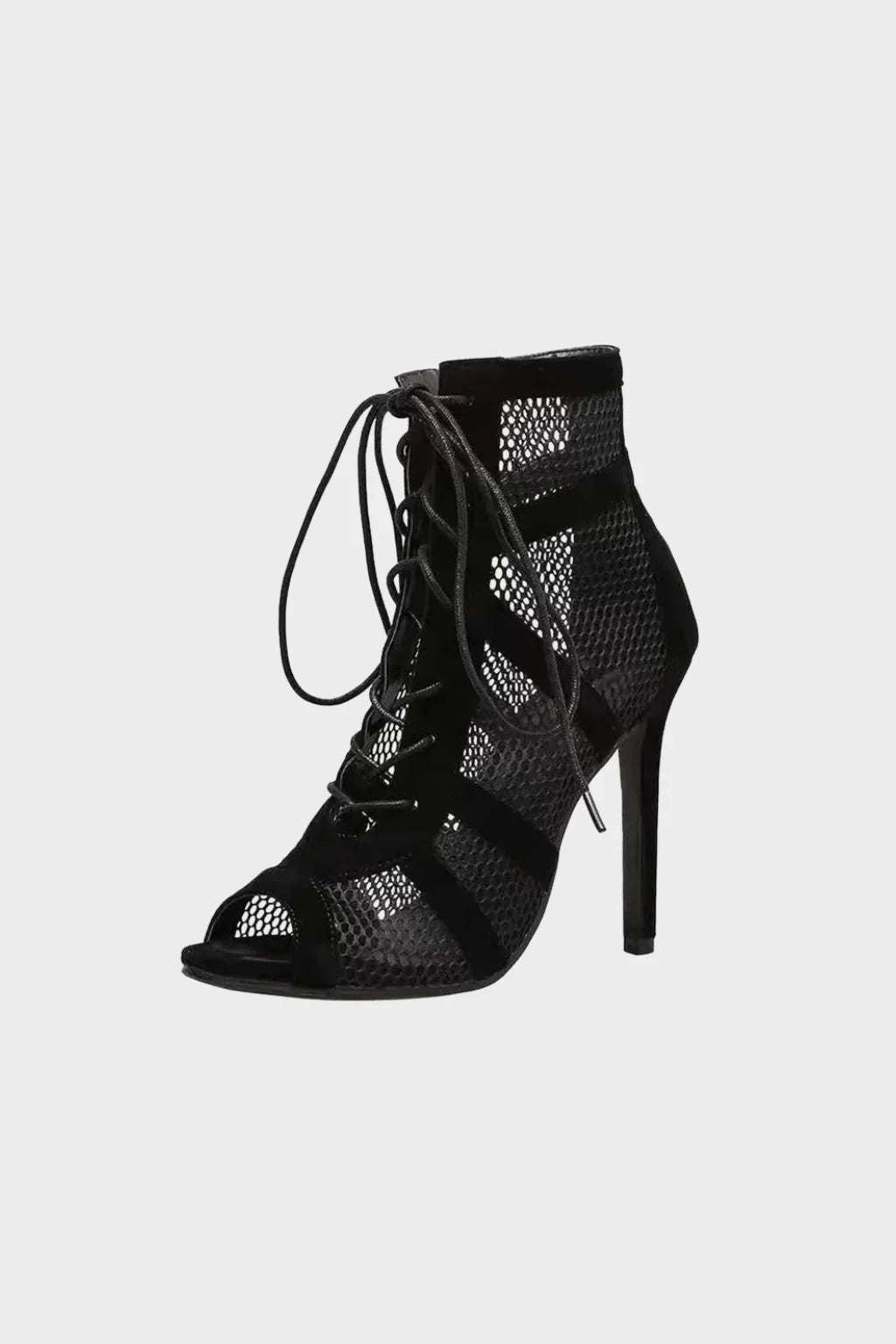 Women’s Mesh Lace Up High Heel Sandals Peep Toe Party Dress Shoes - photo 1