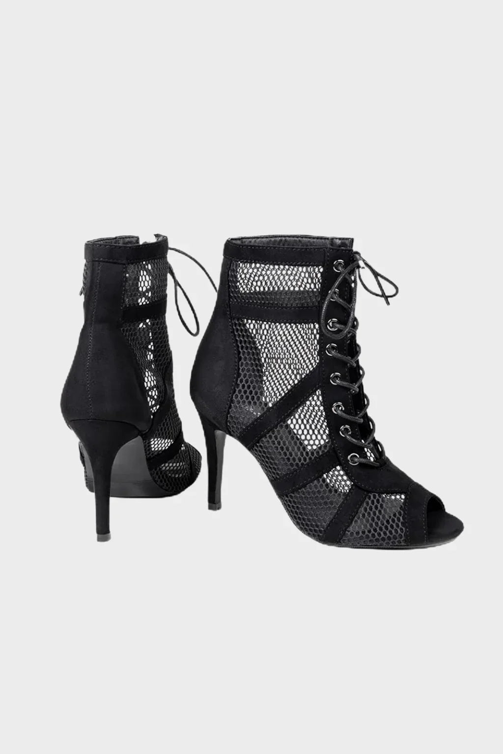 Women’s Mesh Lace Up High Heel Sandals Peep Toe Party Dress Shoes - photo 2