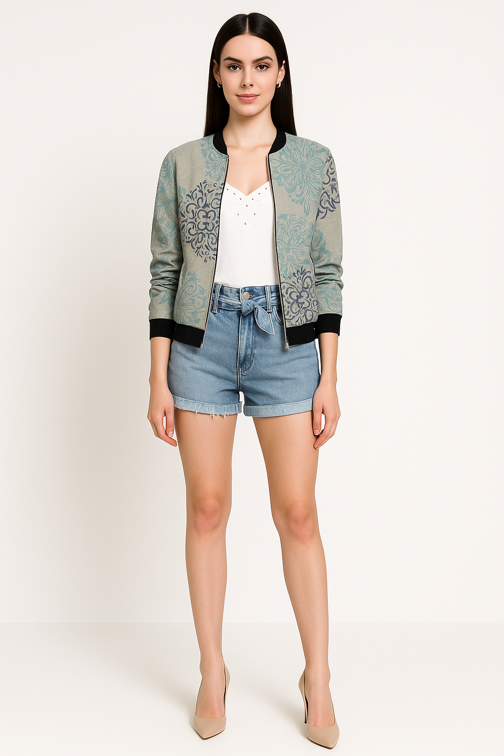 Women’s Printed Bomber Jacket Lightweight Casual Zip Jacket - photo 4