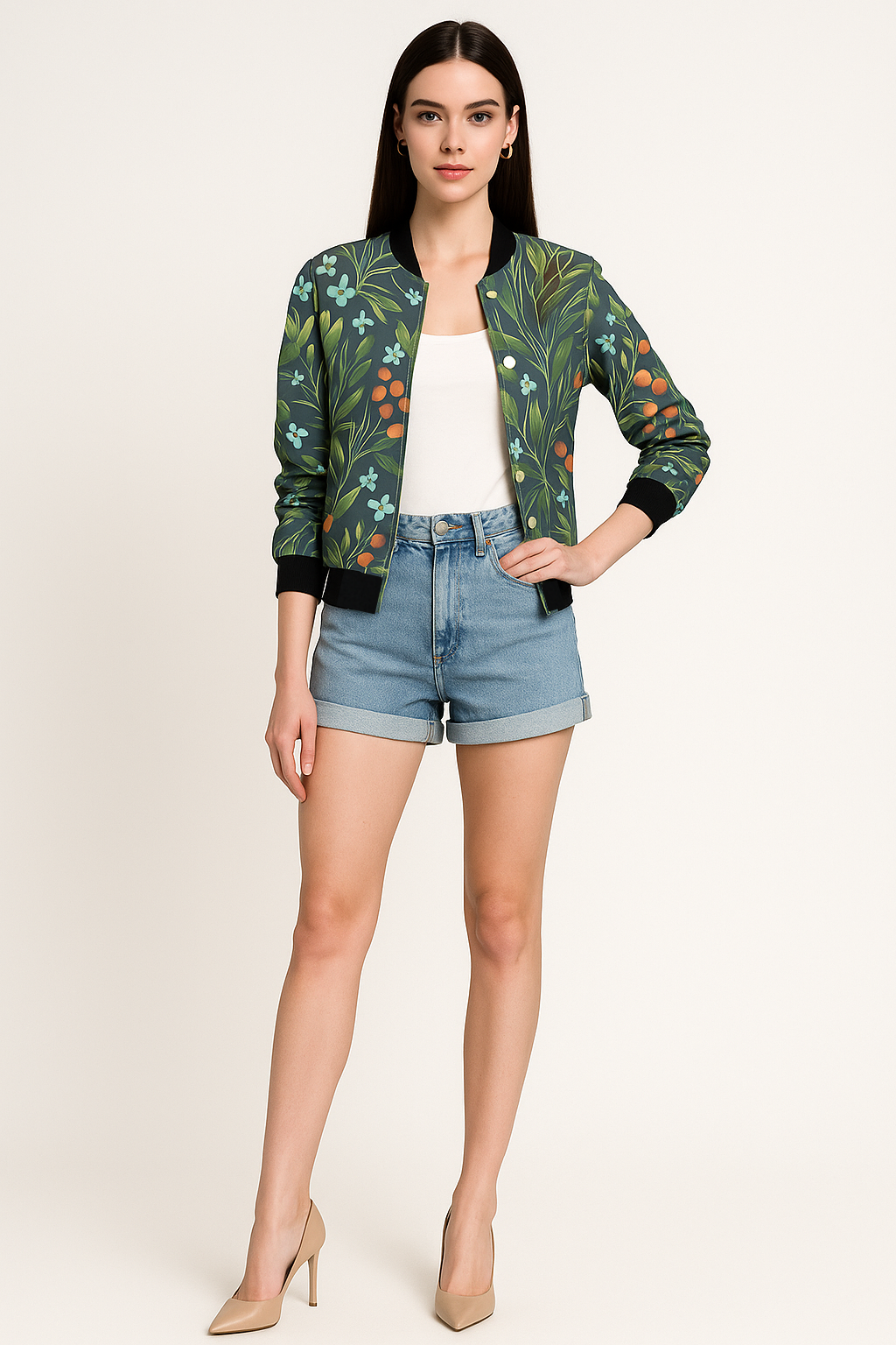 Women’s Printed Bomber Jacket Lightweight Casual Zip Jacket - photo 6